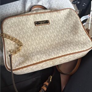 Michael Kors Beige and Brown Crossbody Bag